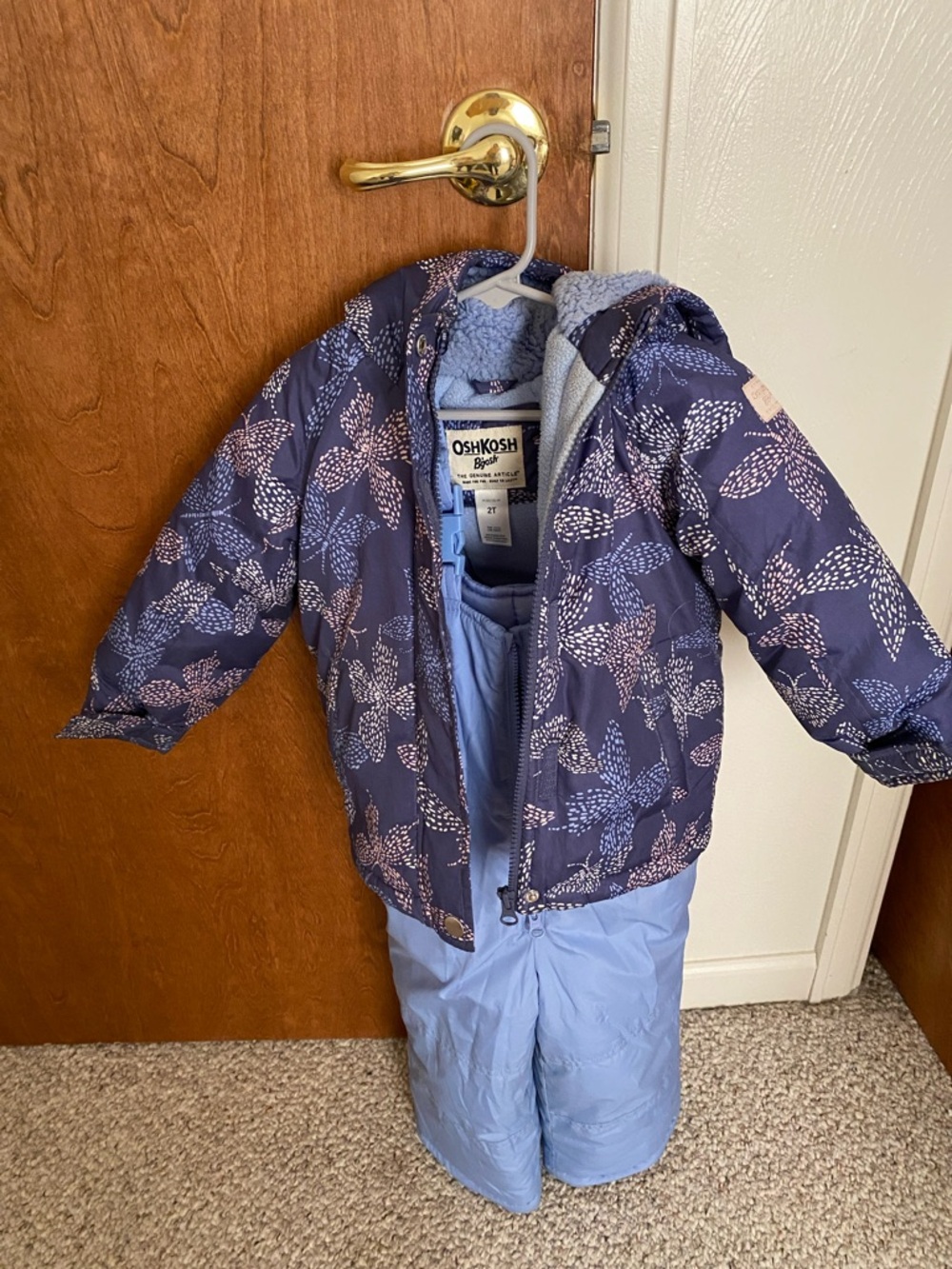 OshKosh B'gosh Navy Floral Puffer Jacket with Light Blue Snow Pants